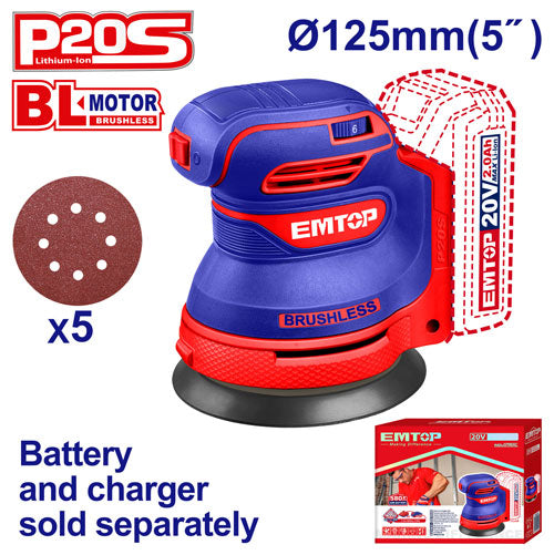 Lijadora roto-orbital 5", 20V, velocidad variable