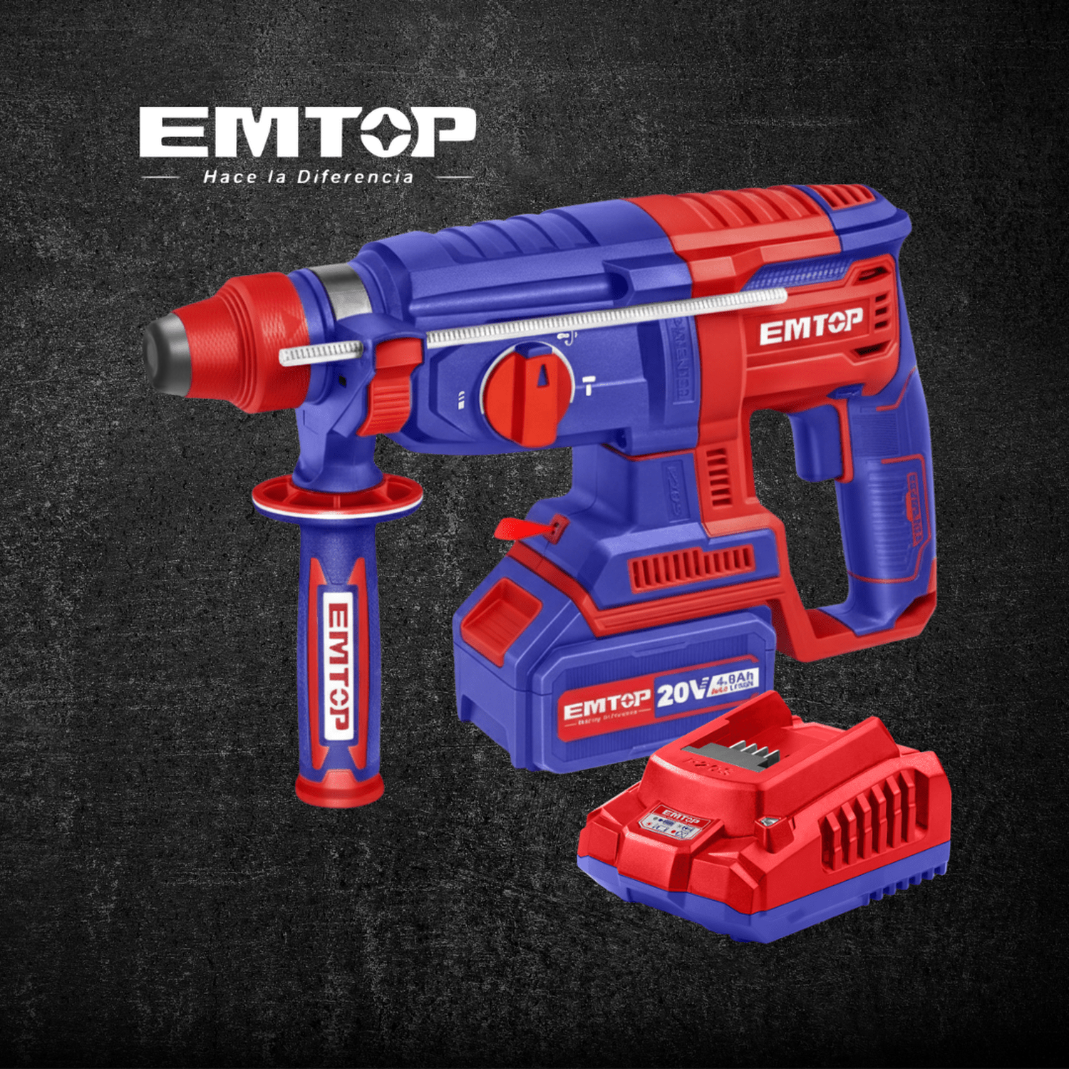 Combo Rotomartillo SDS Plus inalámbrico 20 V, Motor Brushless, incluye 3 brocas y 1 cinceL + GRATIS( - EMTOP MEXICO