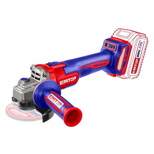 Esmeriladora inalámbrica Brushless, velocidad variable 20 V incluye discos, batería 4.0 Ah y cargado - EMTOP MEXICO