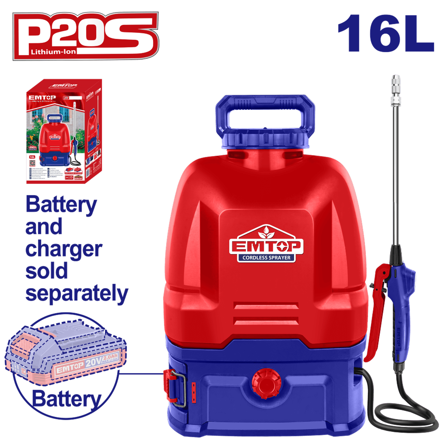 Fumigador rociador inalámbrico EMTOP 16 L - EMTOP MEXICO
