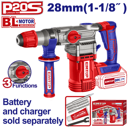 Rotomartillo 4.5 J SDS Plus EMTOP inalámbrico - EMTOP MEXICO